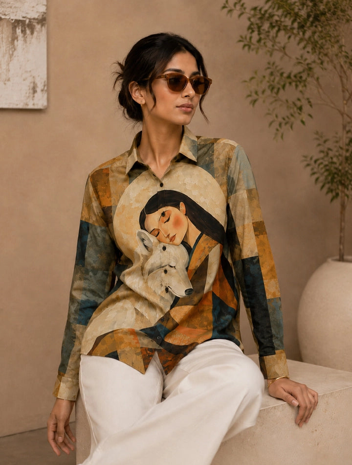 Wolf Printed His & Hers Unisex Shirt