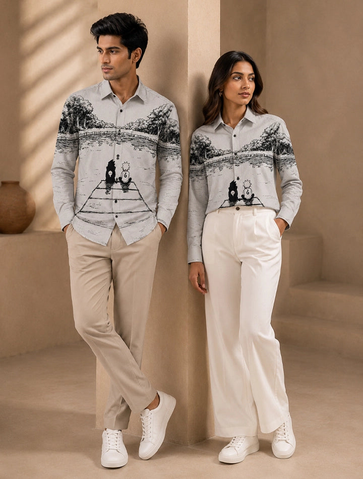 White Lake Printed His & Hers Unisex Shirt