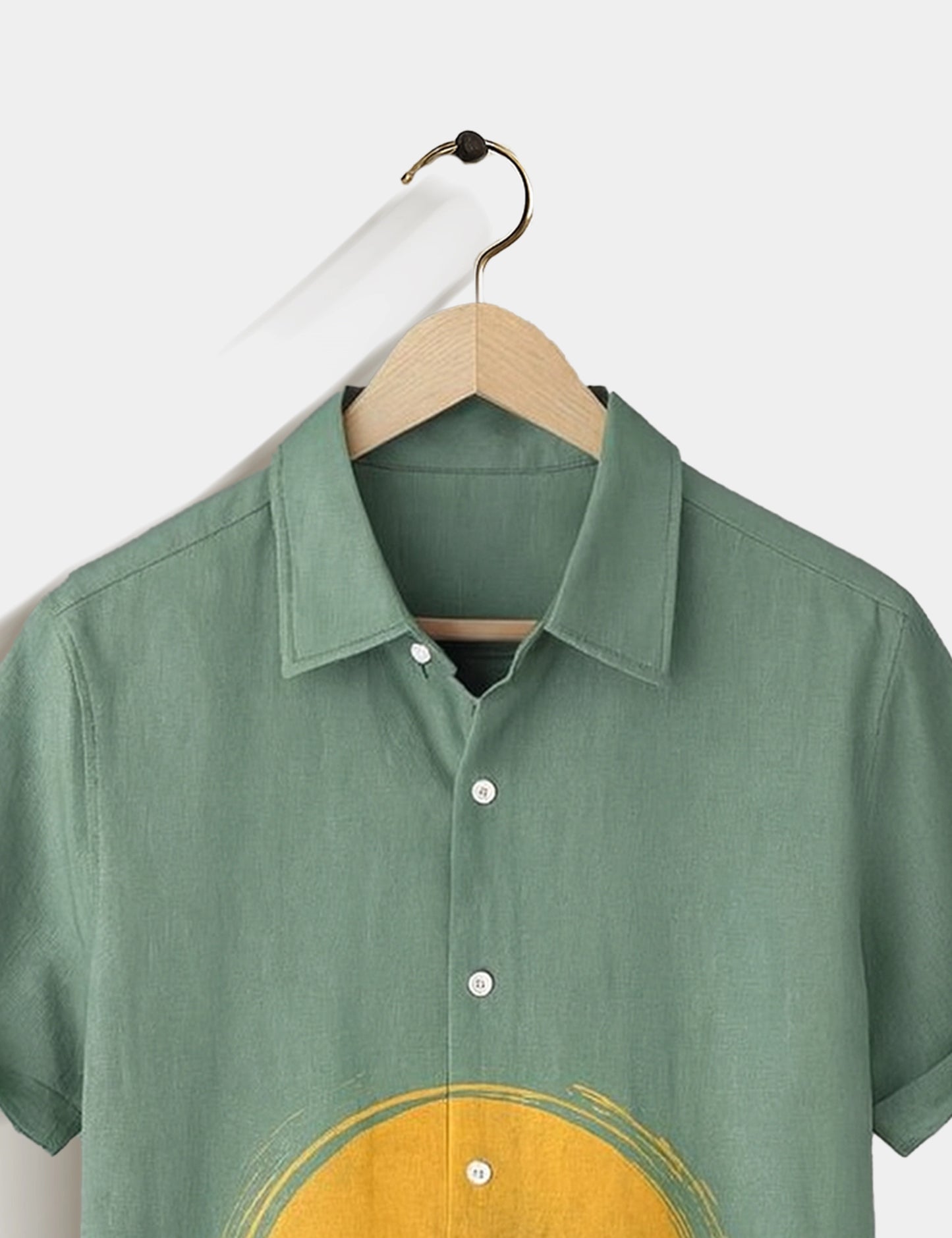 Deer and Yellow Moon Printed Essential Everyday Cotton Shirt for Men - XPST