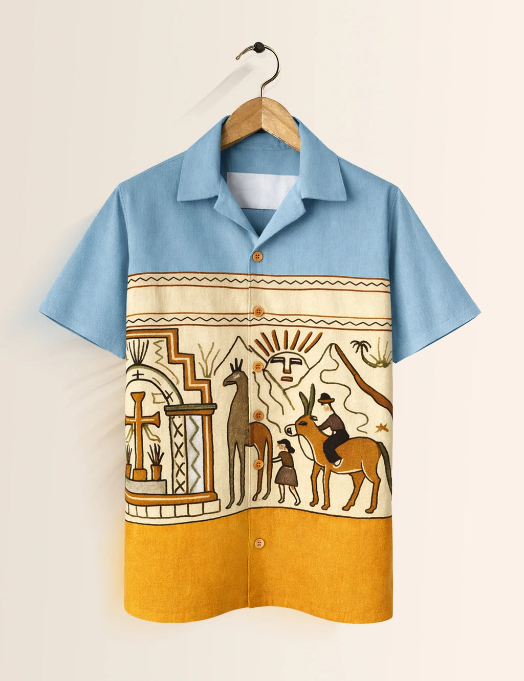 Egypt Abstract Blue Printed Boys Half Sleeves Shirts - XPST
