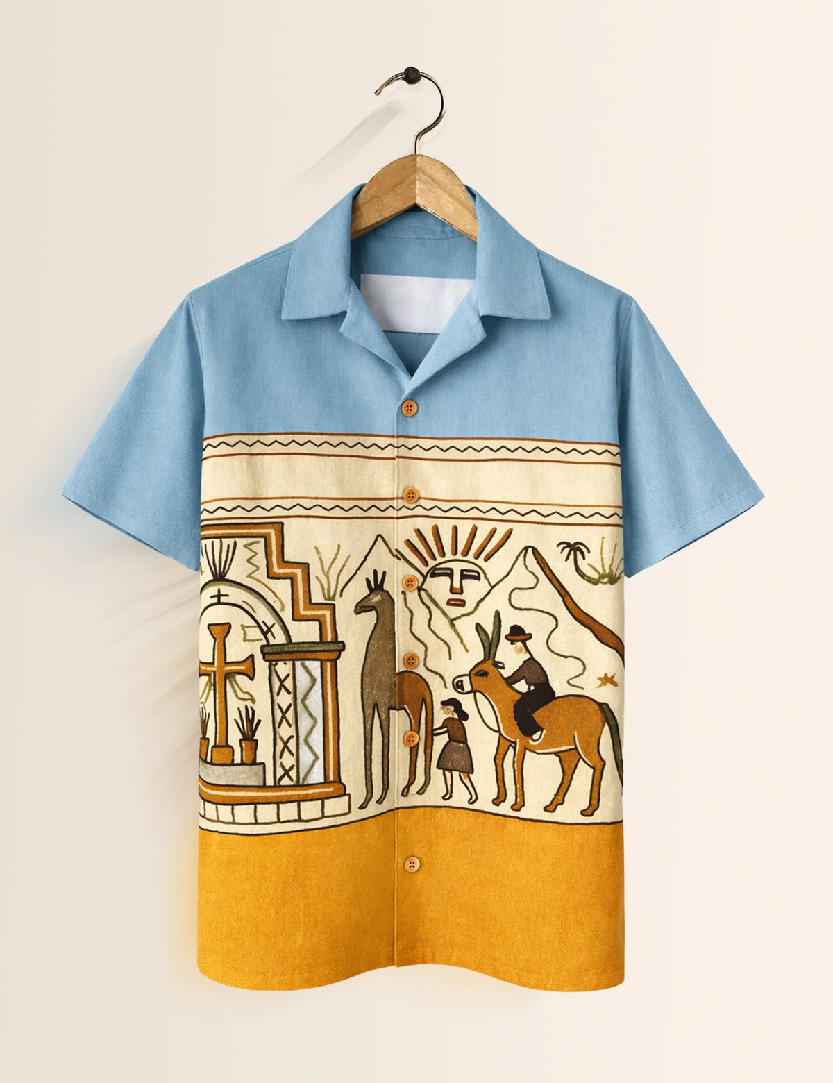 Egypt Abstract Blue Printed Boys Half Sleeves Shirts - XPST