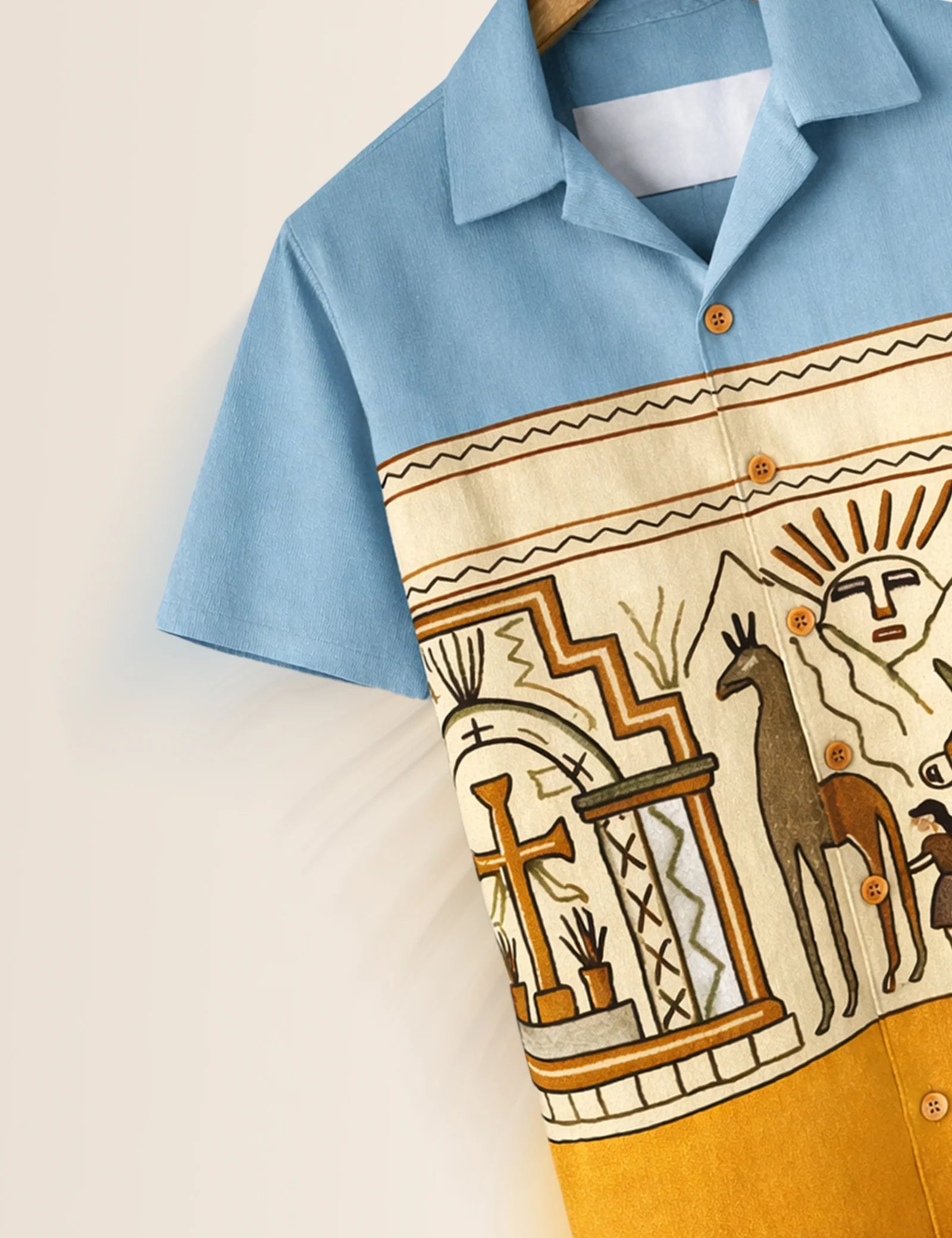 Egypt Abstract Blue Printed Boys Half Sleeves Shirts - XPST