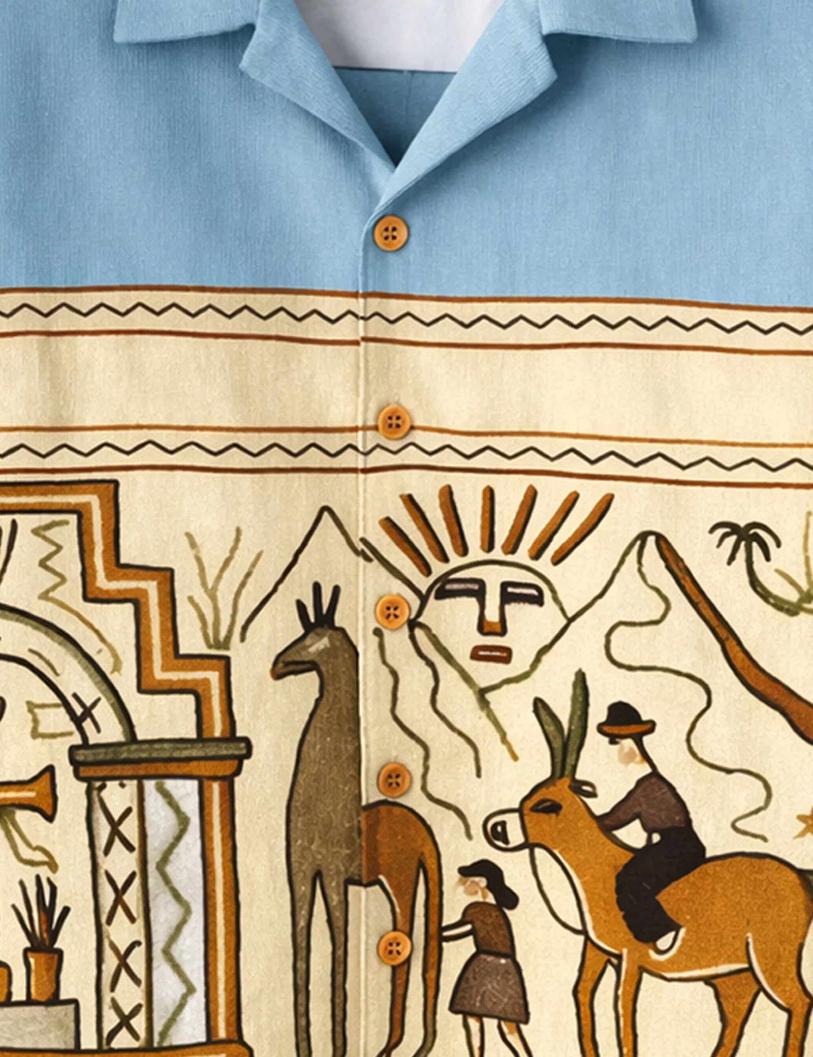 Egypt Abstract Blue Printed Boys Half Sleeves Shirts - XPST