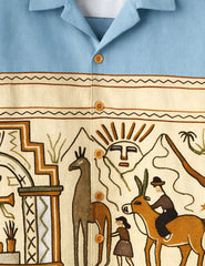 Egypt Abstract Blue Printed Boys Half Sleeves Shirts - XPST