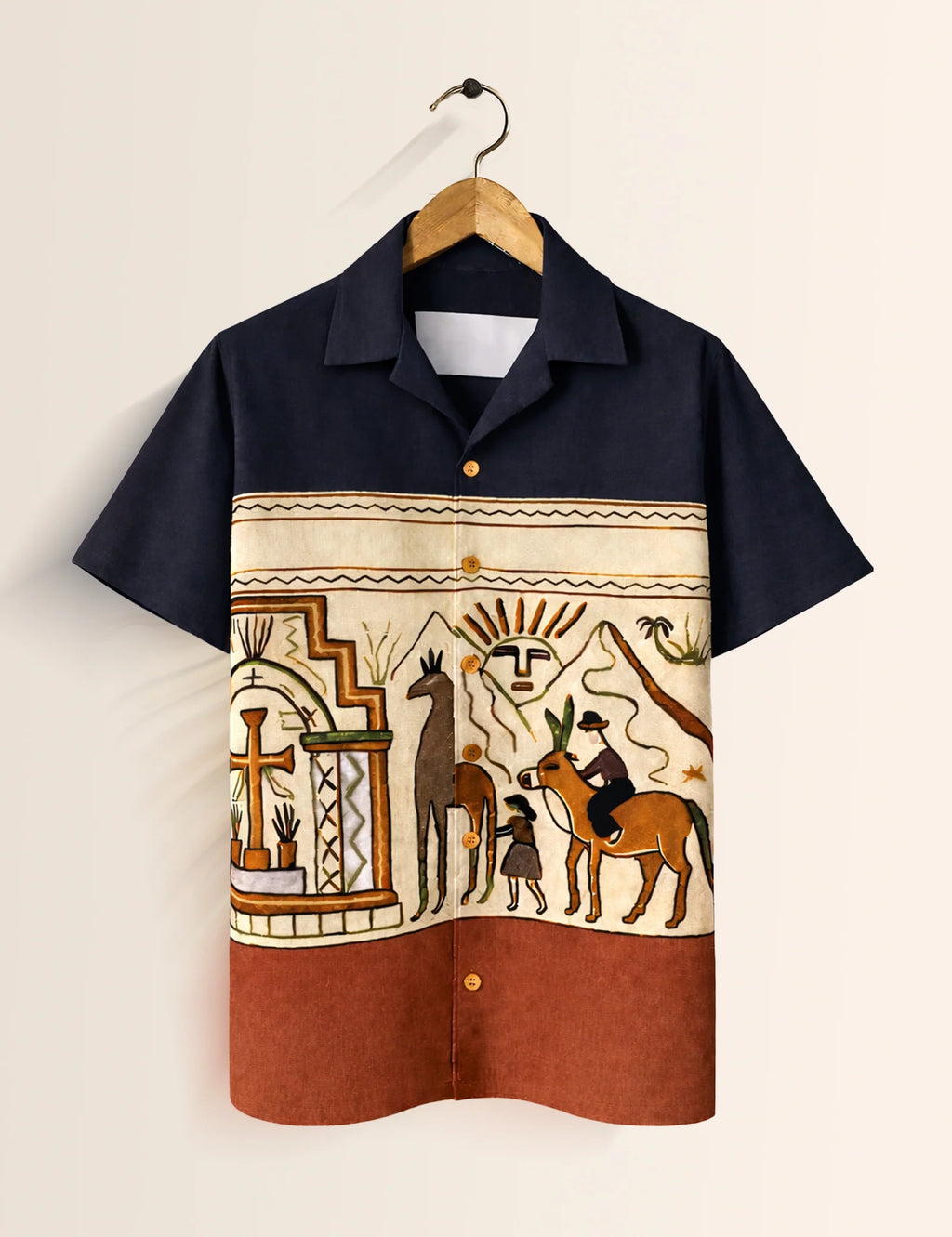 Egypt Abstract Navy Printed Boys Half Sleeves Shirts - XPST