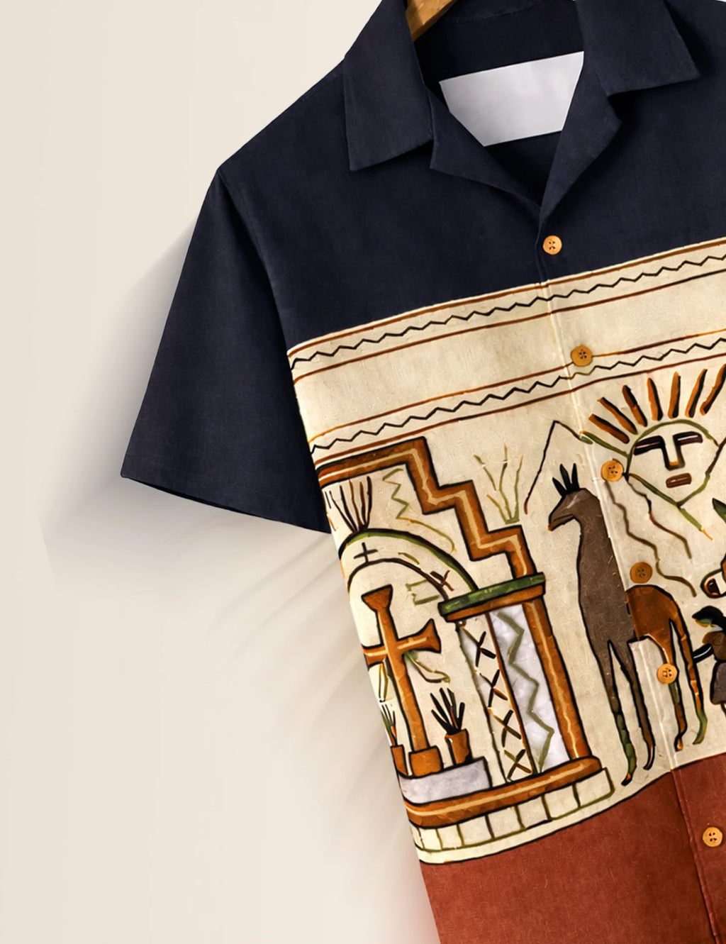 Egypt Abstract Navy Printed Boys Half Sleeves Shirts - XPST