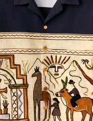Egypt Abstract Navy Printed Boys Half Sleeves Shirts - XPST