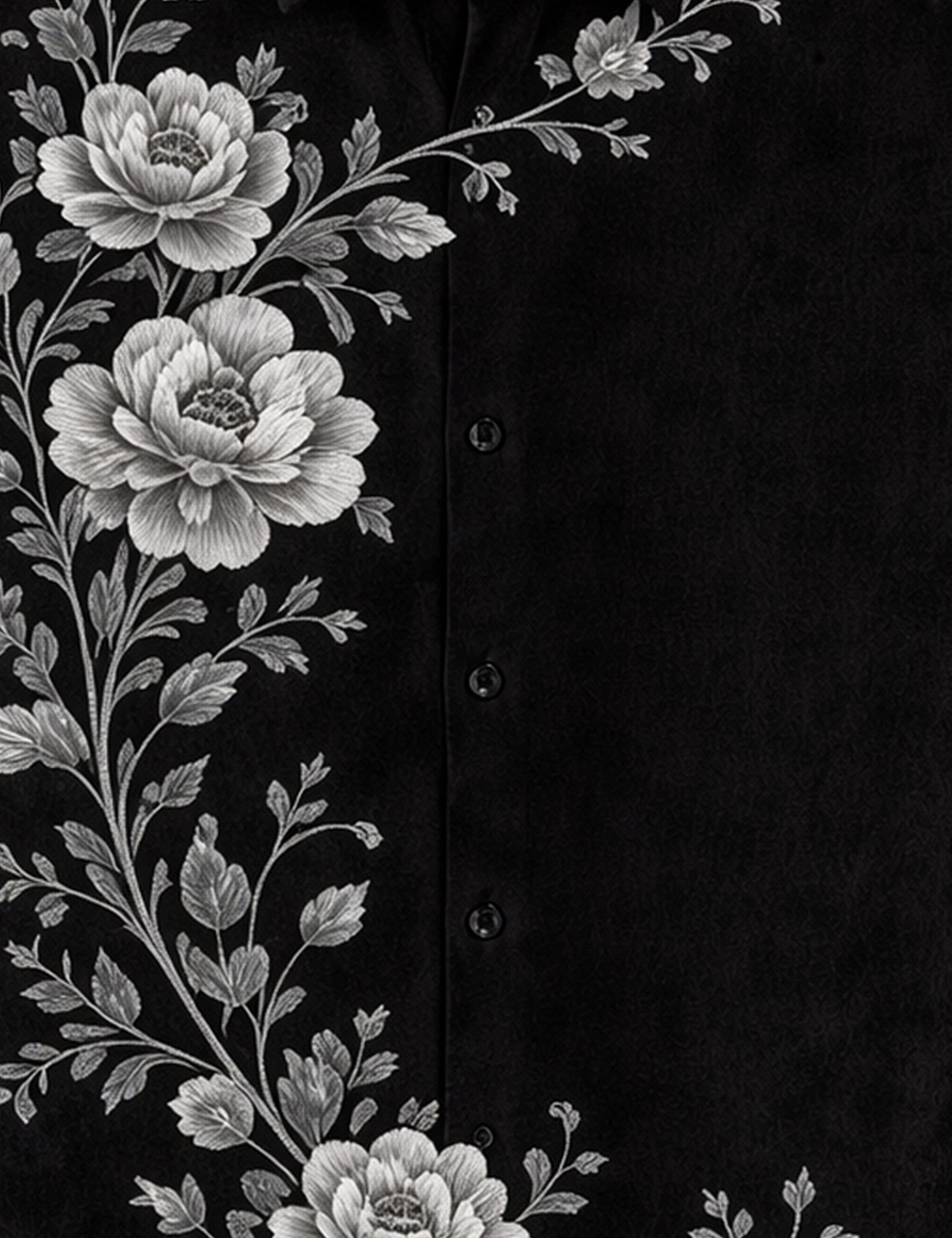 Black Flower Printed Mens Classic Full Sleeves Shirt - XPST