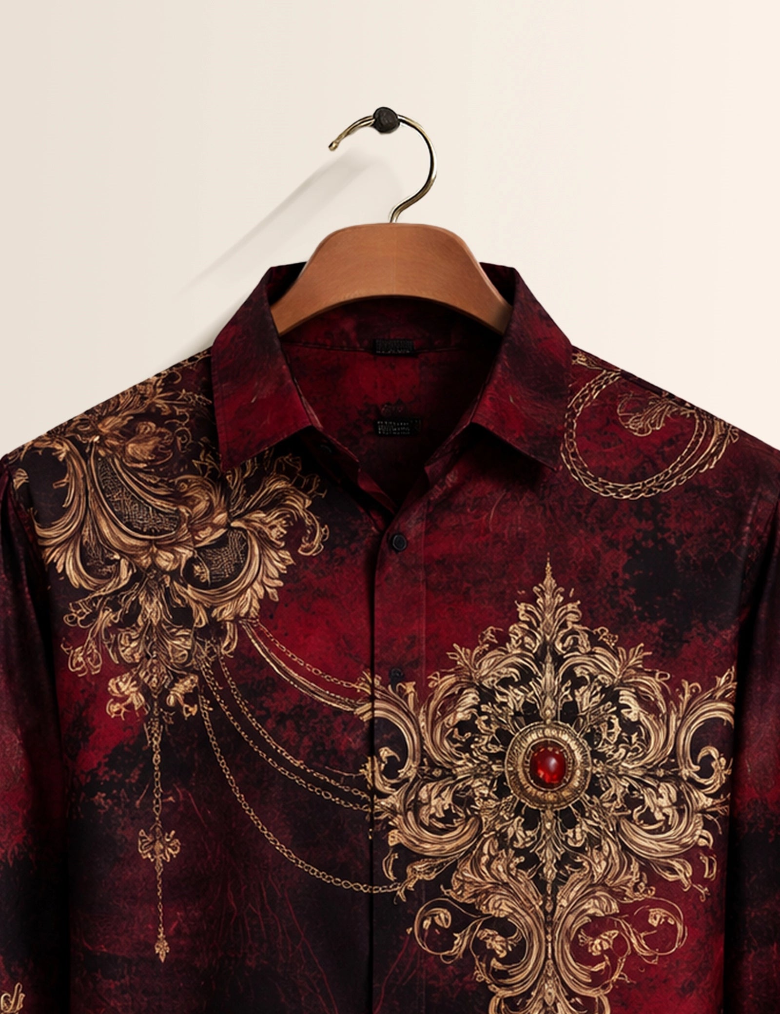 Maroon Mandala Printed Mens Classic Full Sleeves Shirt - XPST