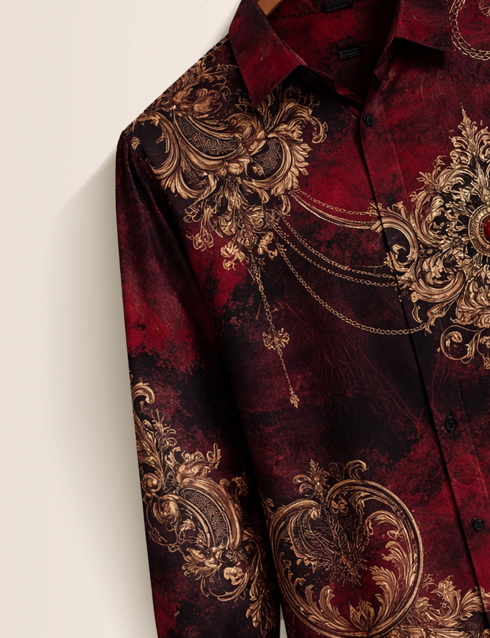 Maroon Mandala Printed Mens Classic Full Sleeves Shirt - XPST