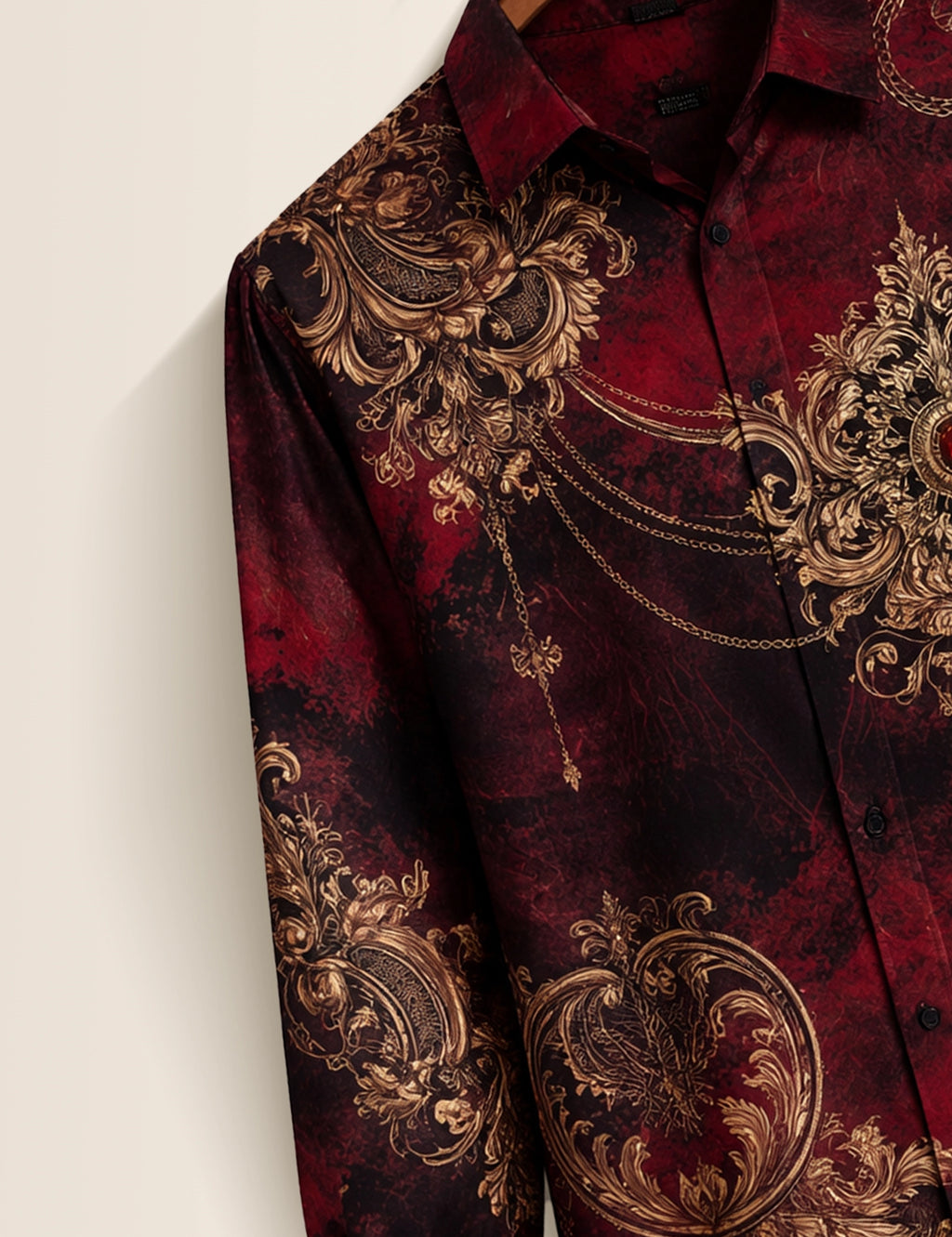 Maroon Mandala Printed Mens Classic Full Sleeves Shirt - XPST