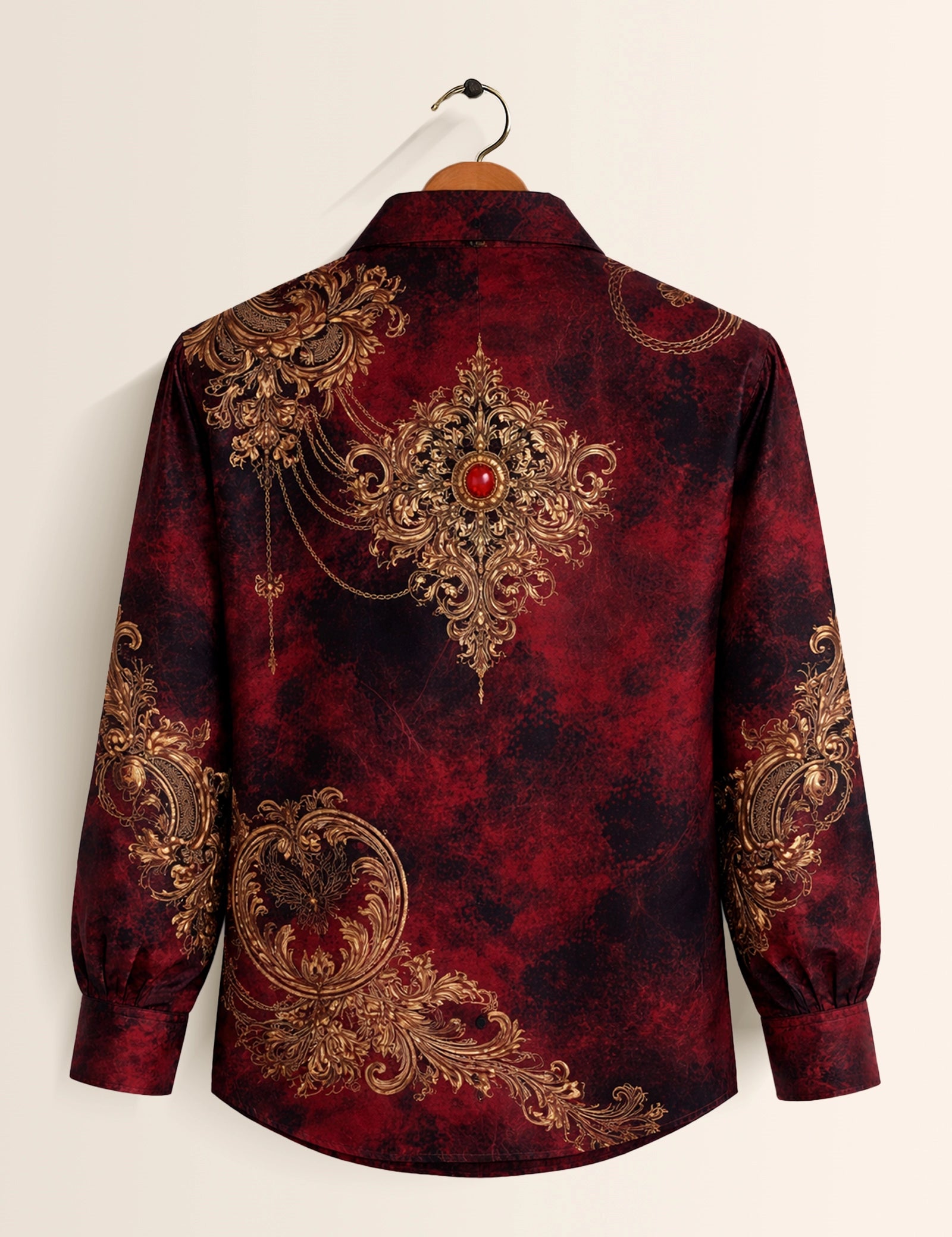 Maroon Mandala Printed Mens Classic Full Sleeves Shirt - XPST