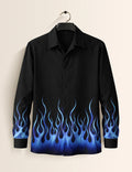 Navy Fire Printed Mens Classic Full Sleeves Shirt - XPST