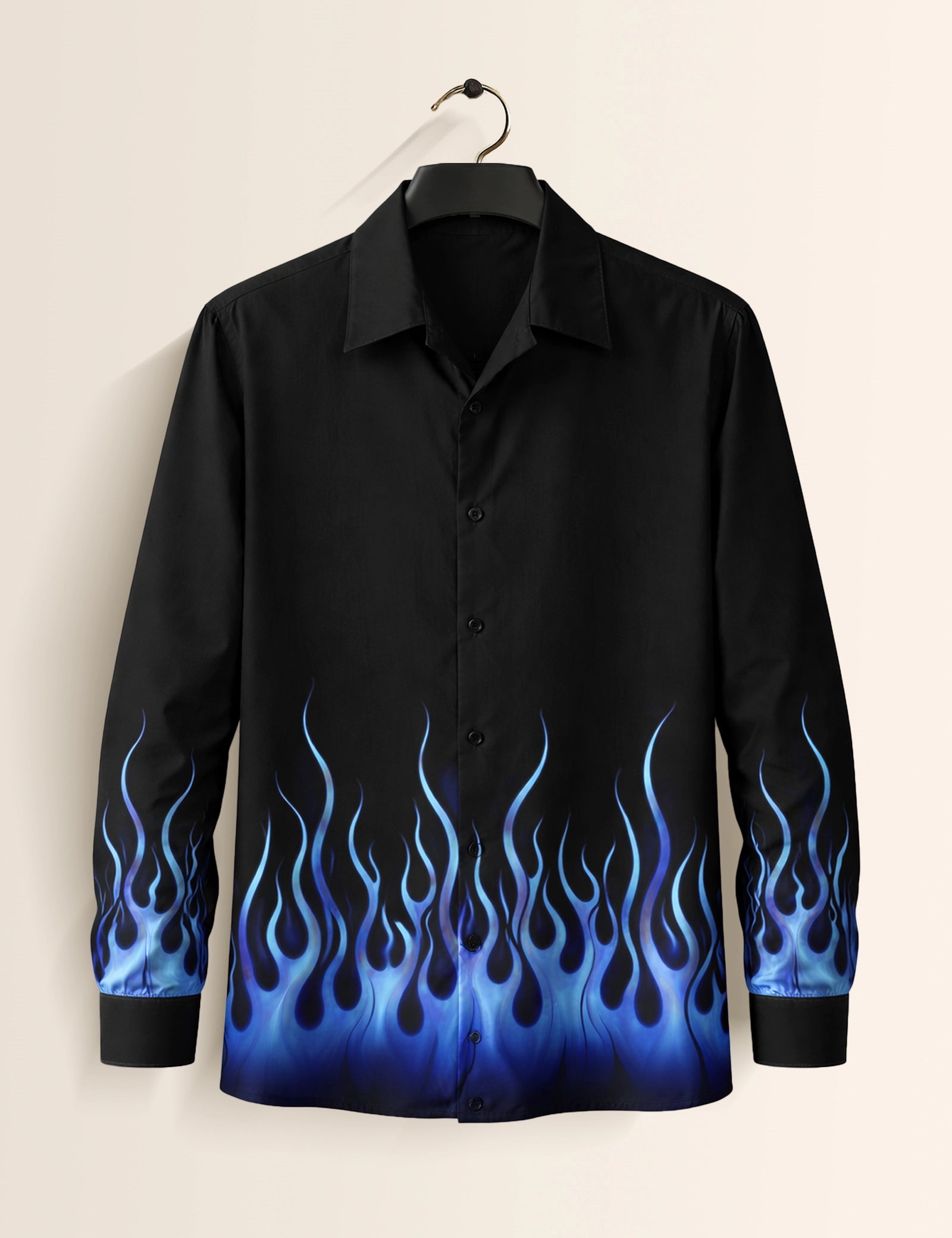 Navy Fire Printed Mens Classic Full Sleeves Shirt - XPST