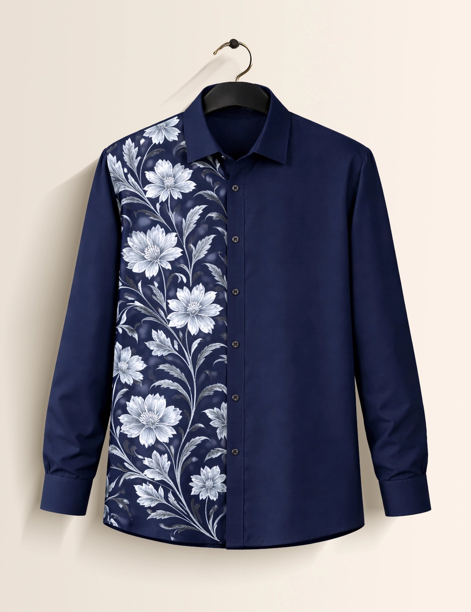Navy Fool Printed Mens Classic Full Sleeves Shirt - XPST