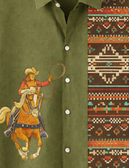 Green Horse Printed Boys Half Sleeves Shirts - XPST