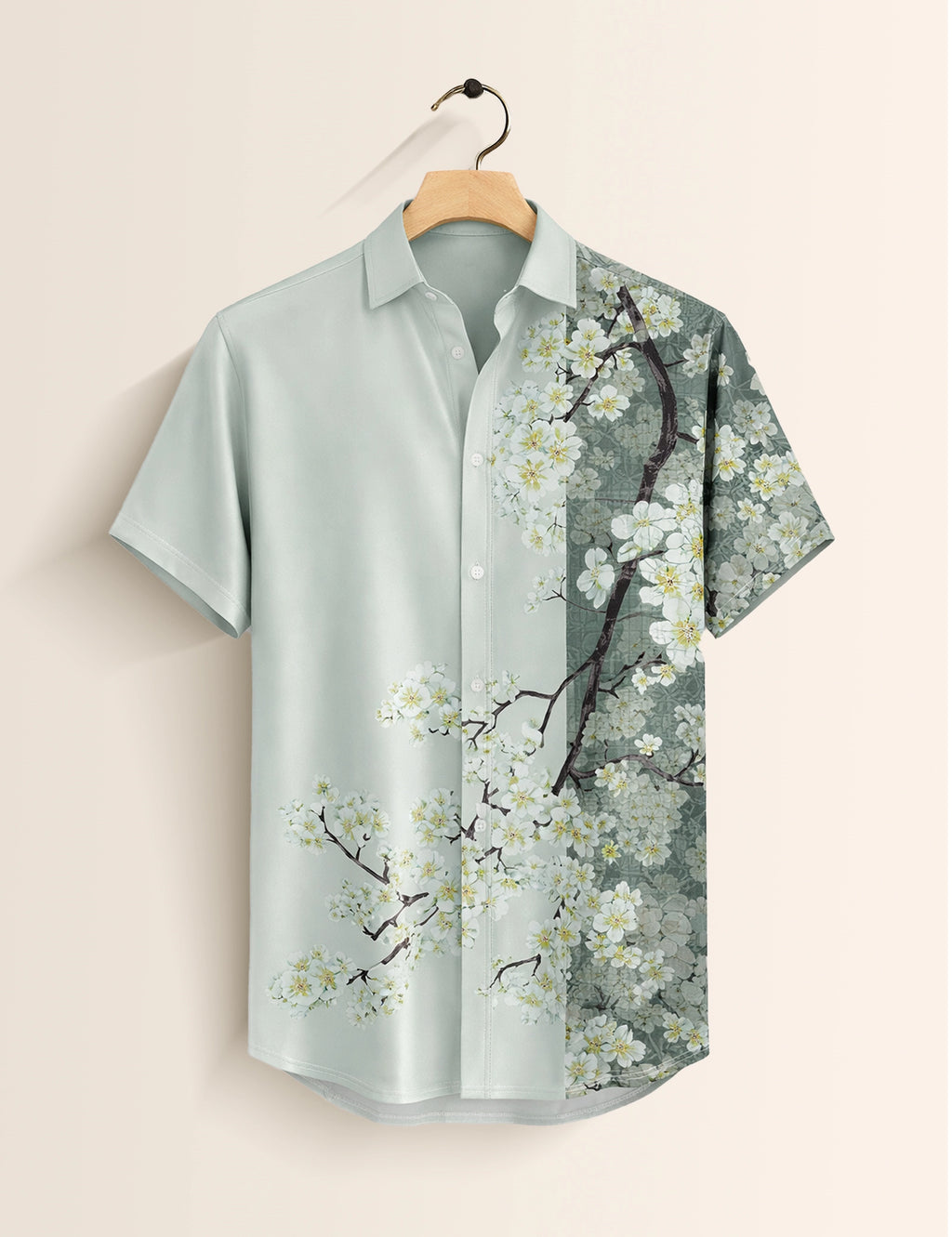 Green Tree Mens Classic Half Sleeves Shirt - XPST