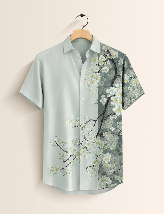 Green Tree Mens Classic Half Sleeves Shirt - XPST