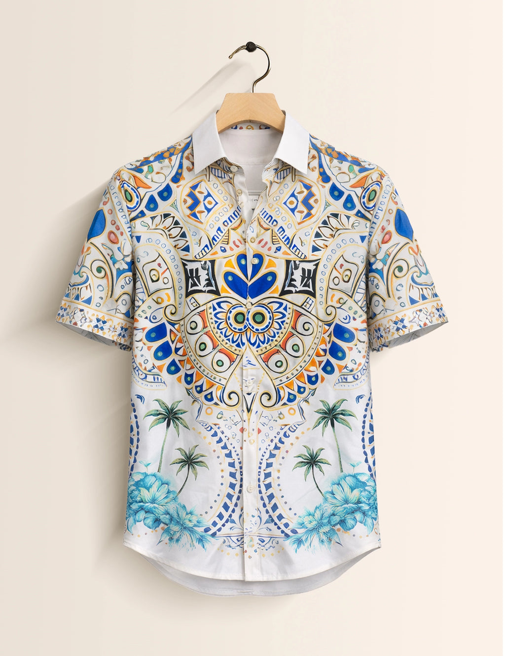 Mandala Decoration Mens Classic Half Sleeves Shirt - XPST