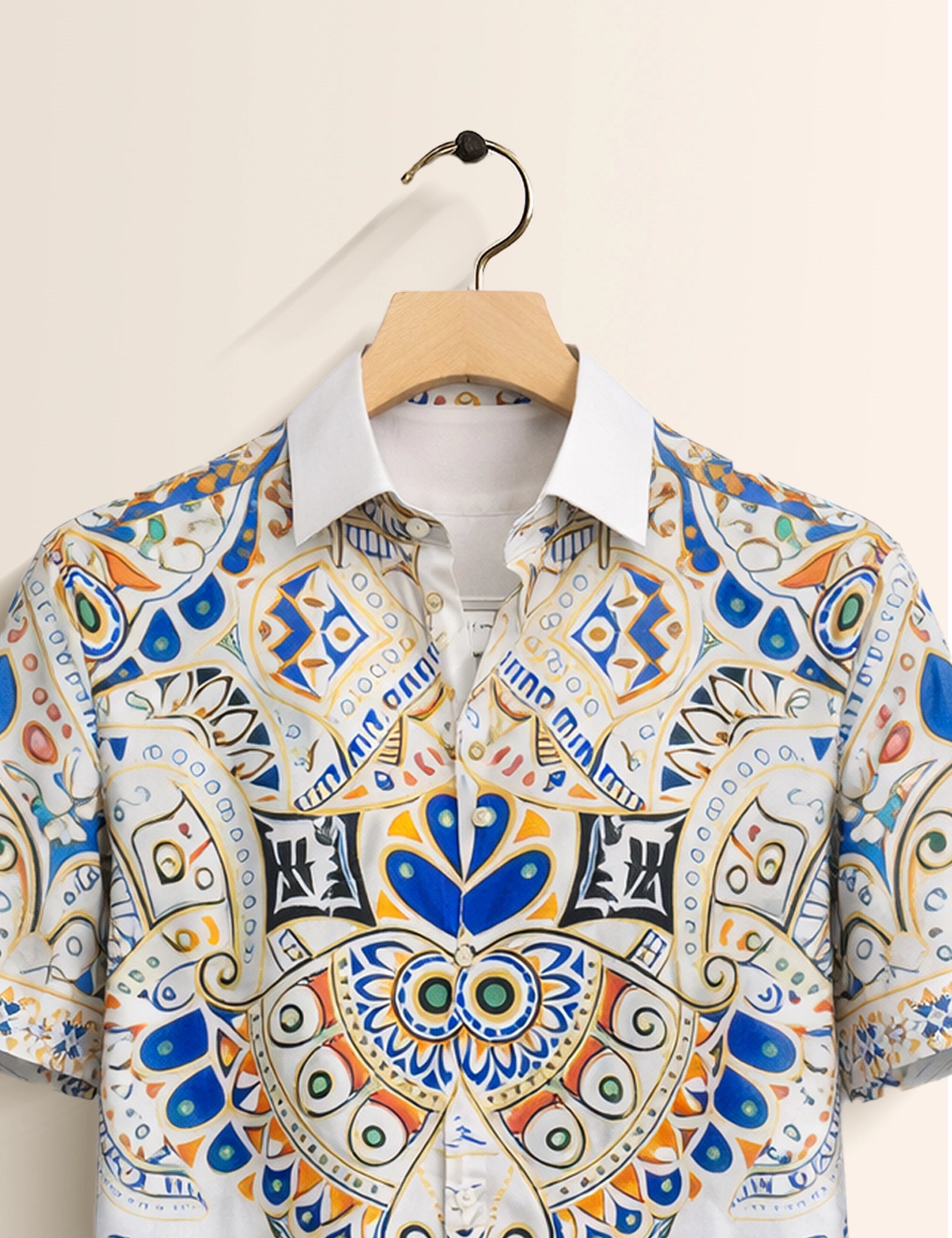 Mandala Decoration Mens Classic Half Sleeves Shirt - XPST