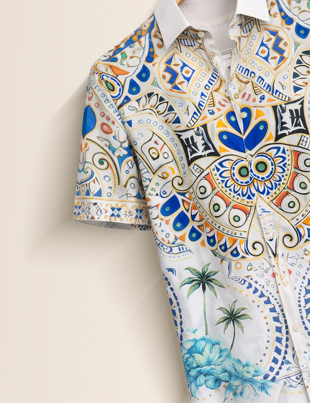 Mandala Decoration Mens Classic Half Sleeves Shirt - XPST