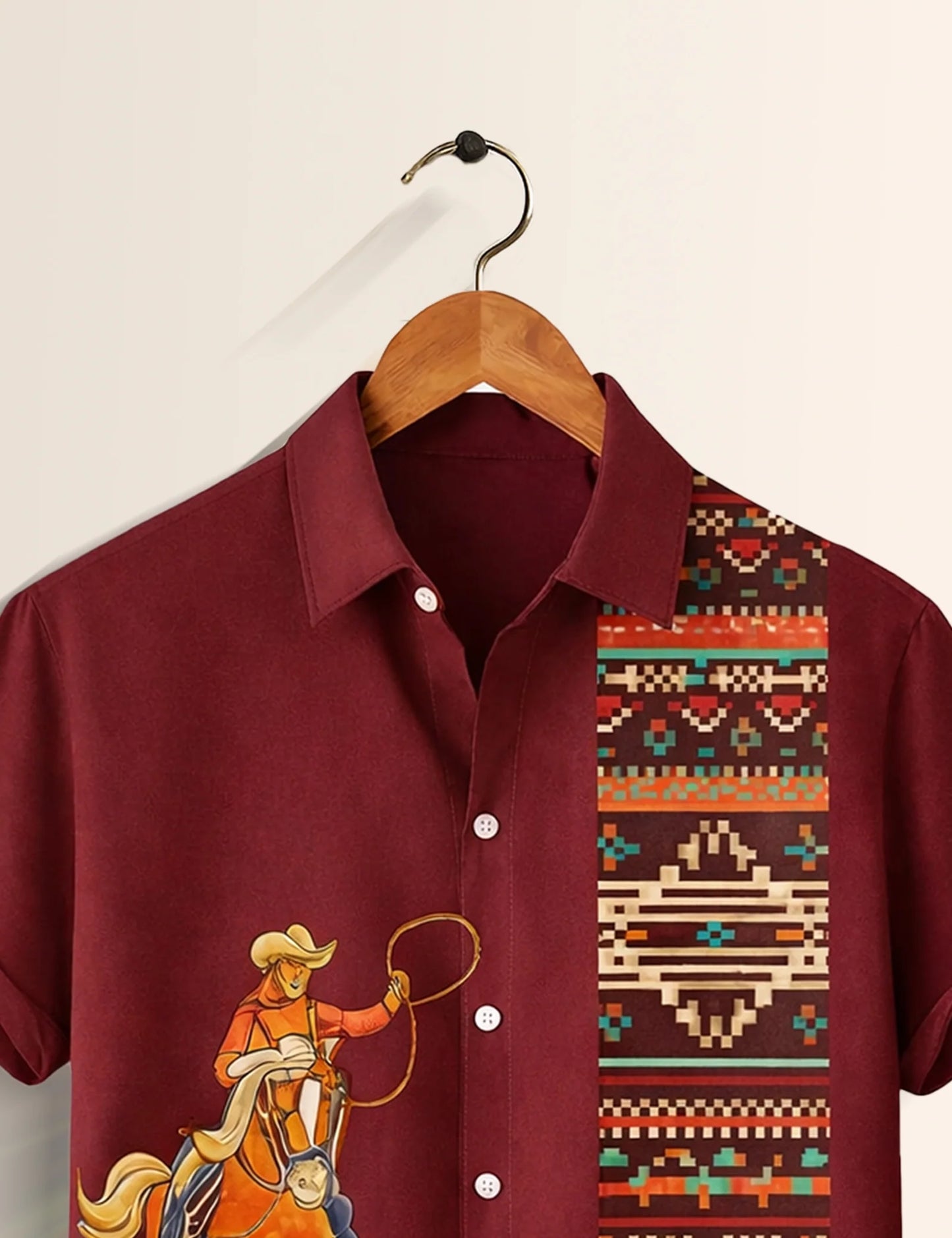 Maroon Horse Printed Boys Half Sleeves Shirts - XPST