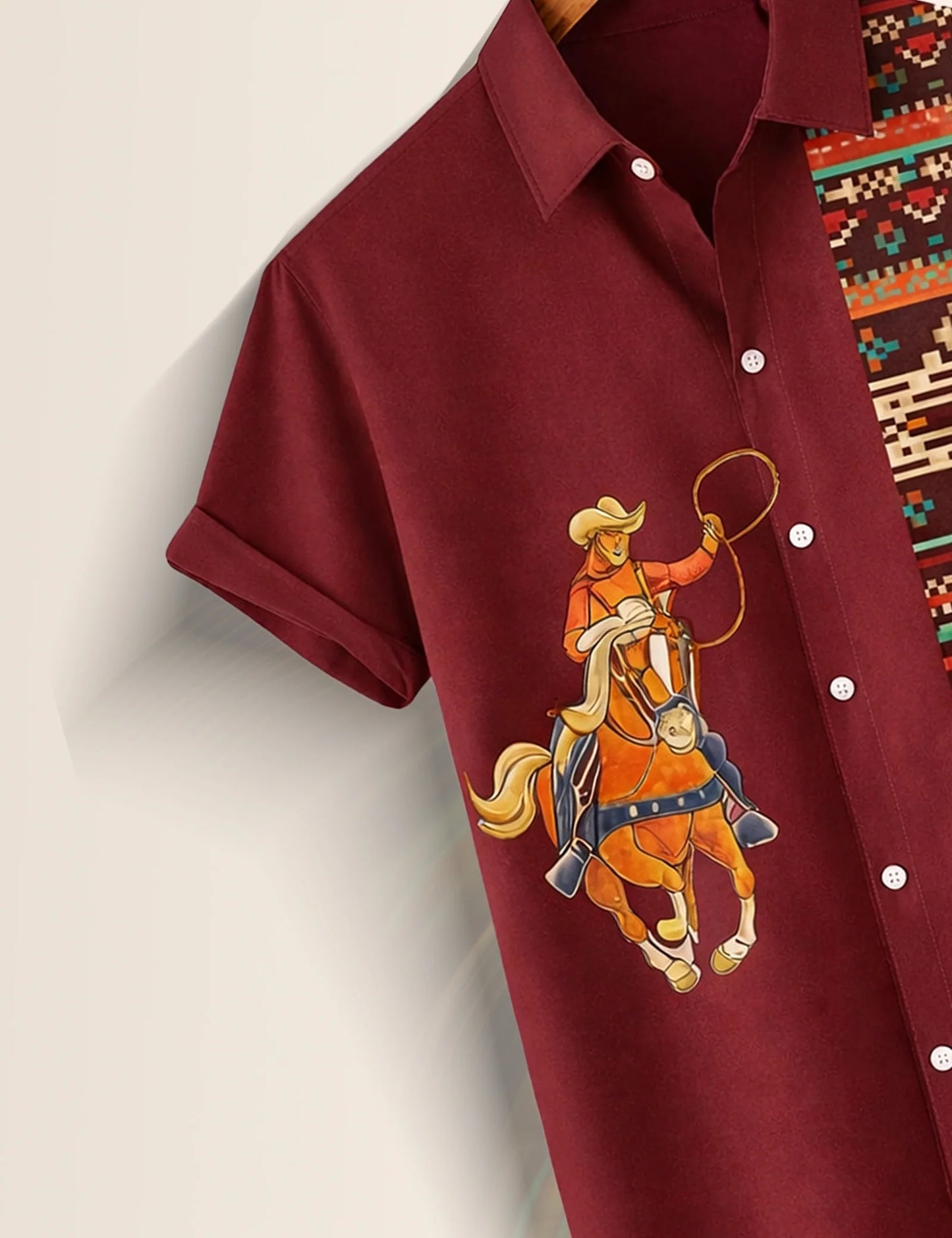 Maroon Horse Printed Boys Half Sleeves Shirts - XPST