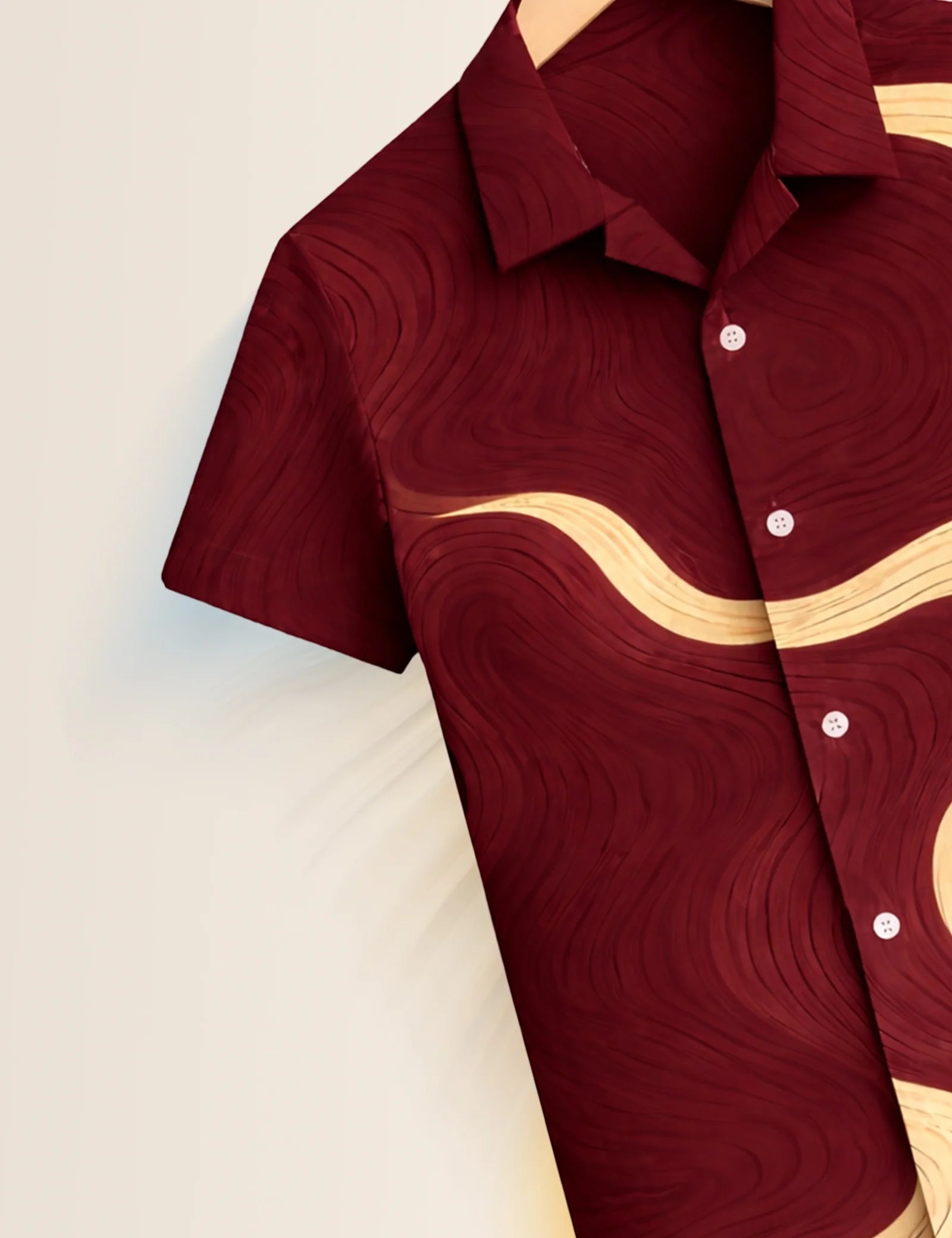 Maroon Wavy Printed Boys Half Sleeves Shirts - XPST