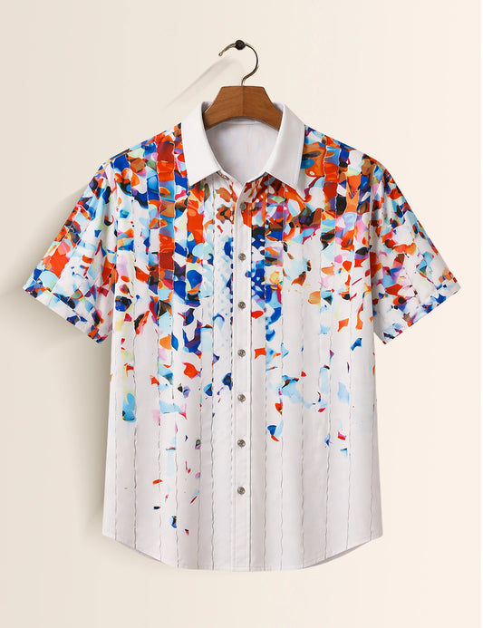 Multi Decoration Mens Classic Half Sleeves Shirt - XPST