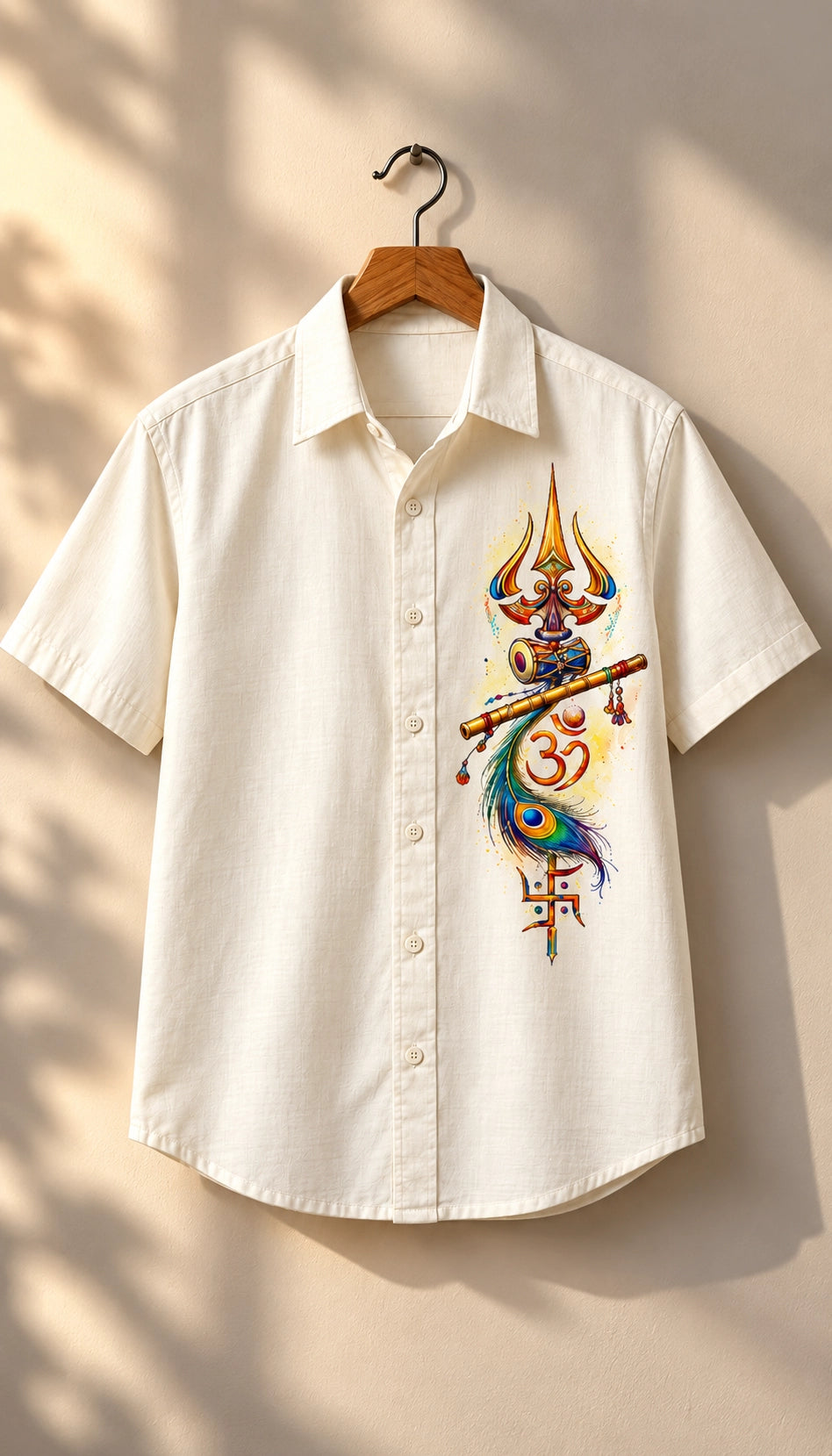 Small Trishul Damru Mythological Half Sleeves Shirt - XPSTHS