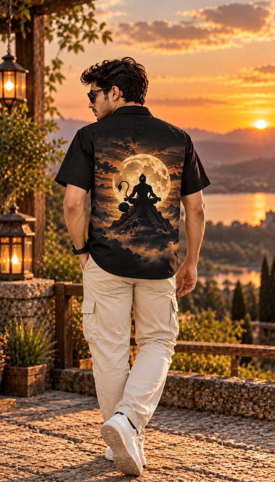 Dark Hanuman Mythological Half Sleeves Shirt - XPSTHS