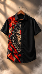 Red BG Hanuman Mythological Half Sleeves Shirt - XPSTHS