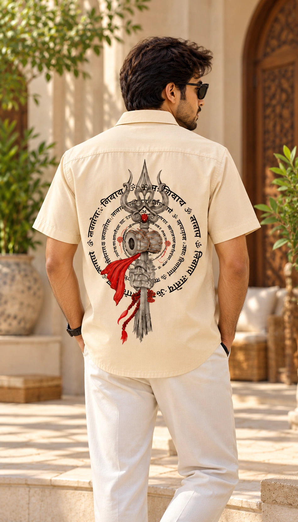 Trishool Damru Mythological Half Sleeves Shirt - XPSTHS