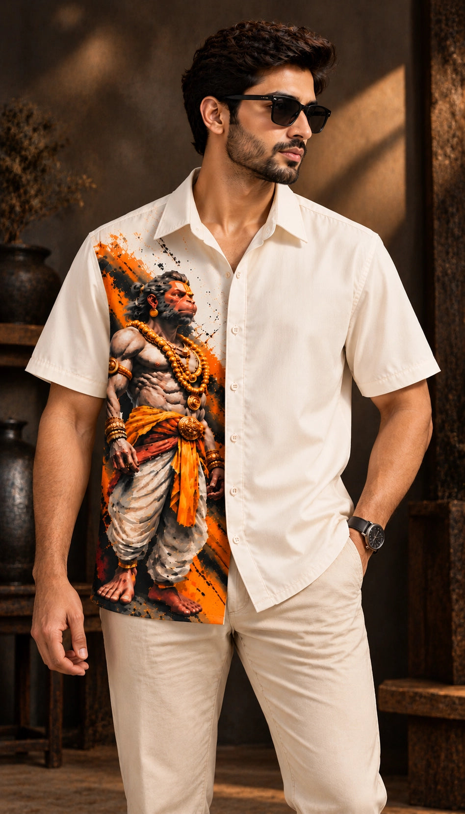 Hanuman Full Mythological Half Sleeves Shirt - XPSTHS