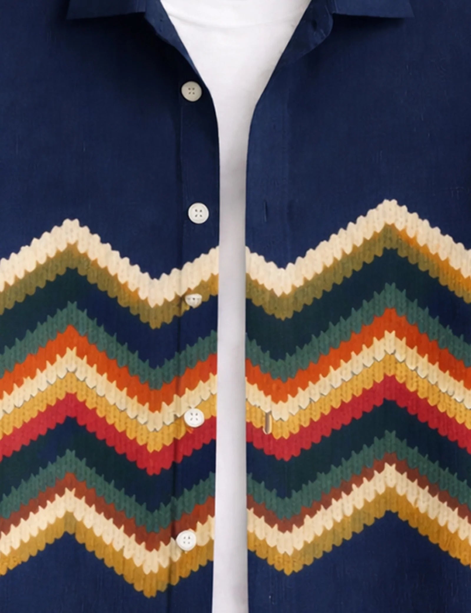 Navy ZigZag Printed Boys Half Sleeves Shirts - XPST