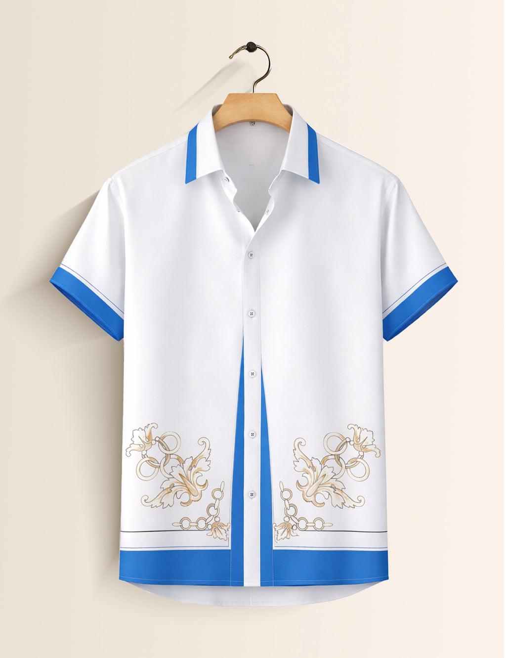 Outline Blue Mens Classic Half Sleeves Shirt - XPST
