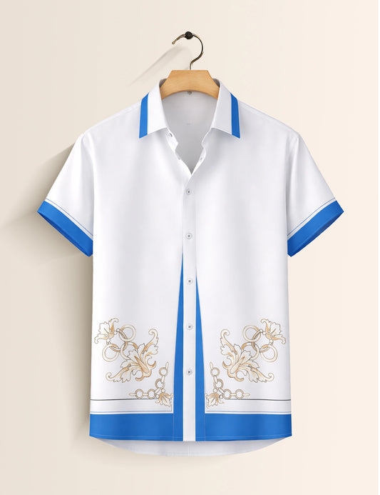 Outline Blue Mens Classic Half Sleeves Shirt - XPST