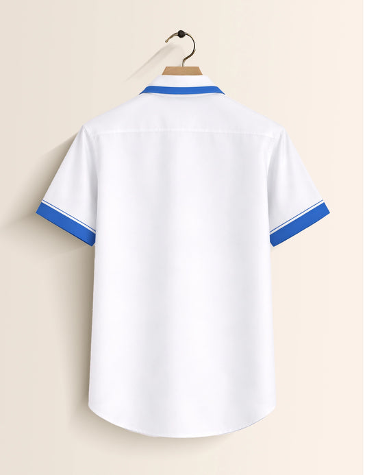 Outline Blue Mens Classic Half Sleeves Shirt - XPST