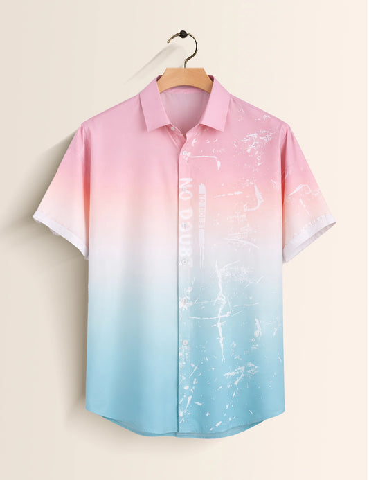 Pink Blue Shady Mens Classic Half Sleeves Shirt - XPST