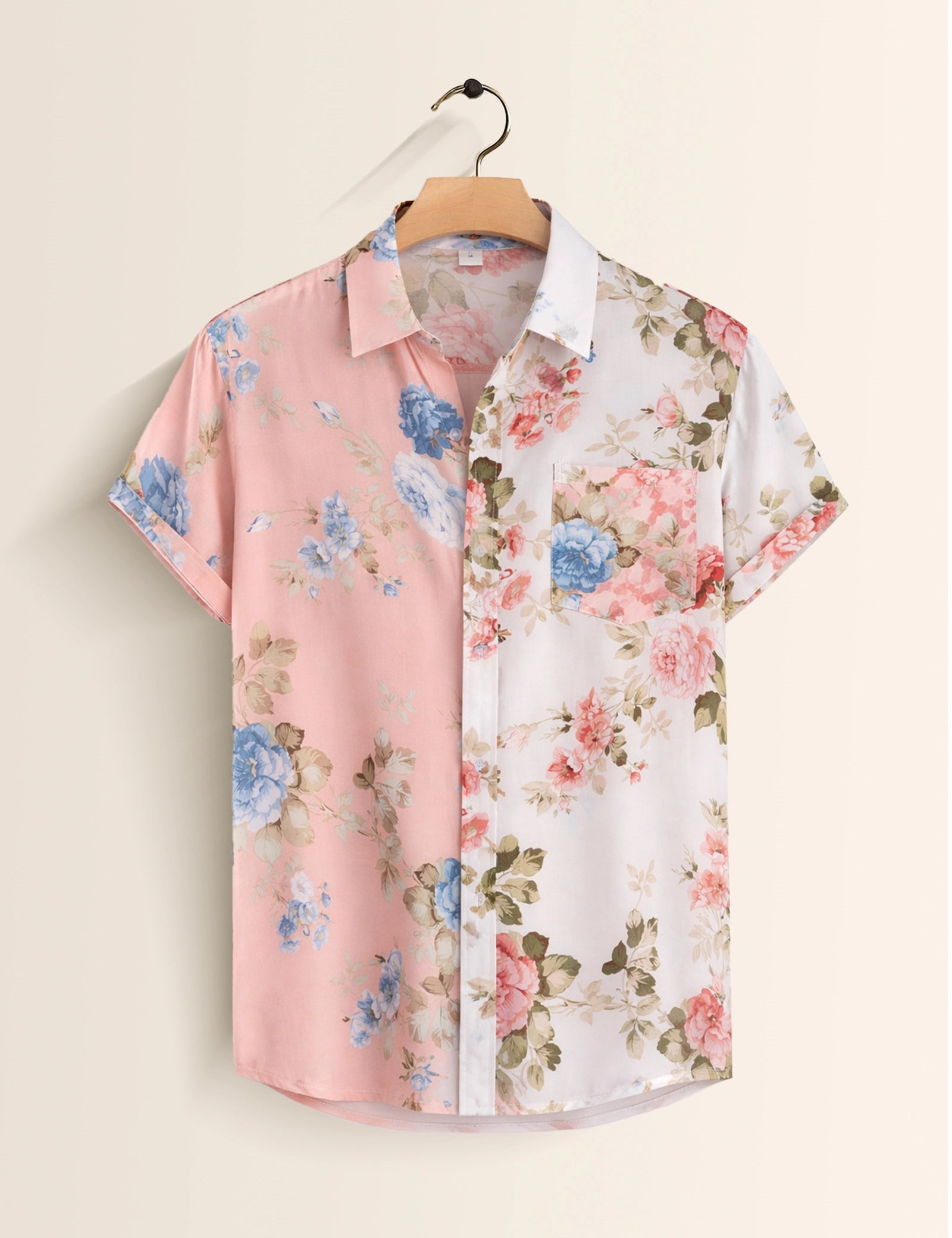 Pink Flowery Mens Classic Half Sleeves Shirt - XPST