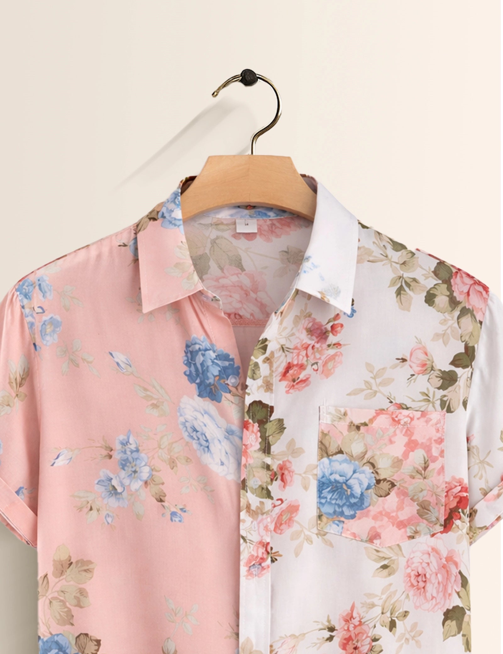 Pink Flowery Mens Classic Half Sleeves Shirt - XPST