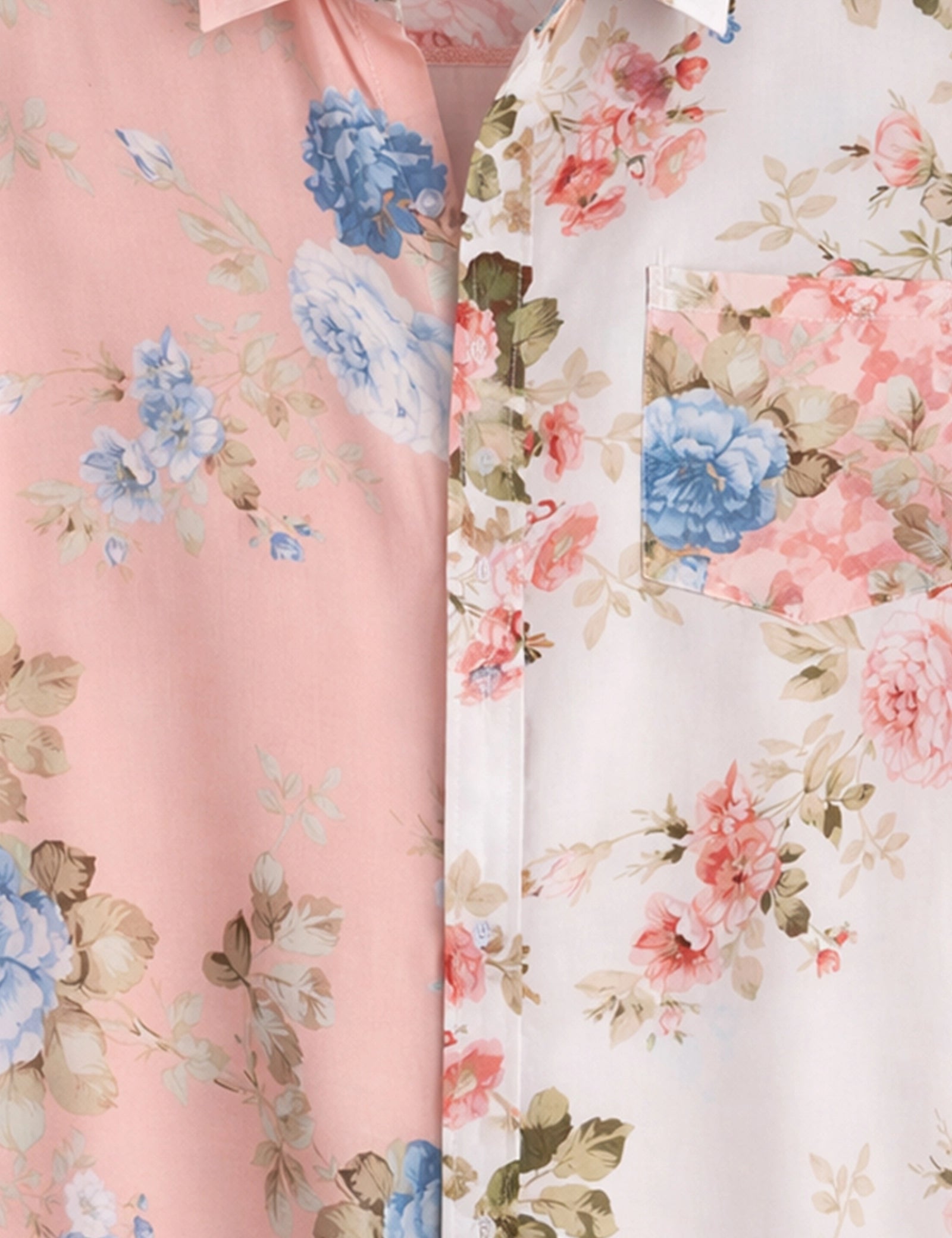 Pink Flowery Mens Classic Half Sleeves Shirt - XPST