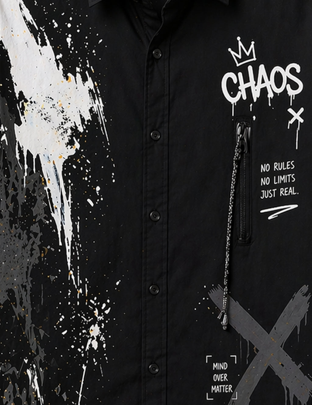 Black Chaos Street Style Men’s Premium Full-Sleeve Shirt - XPST