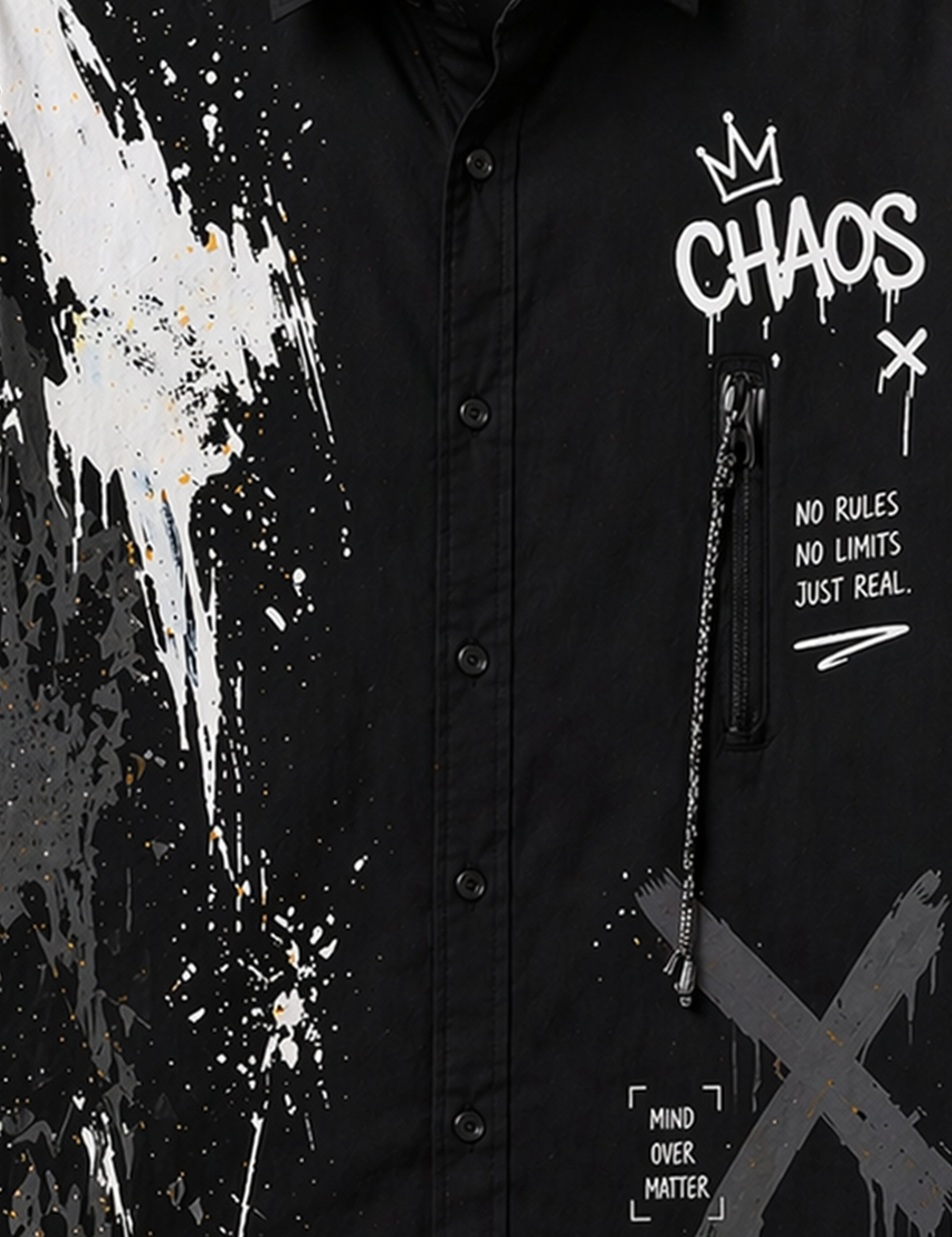 Black Chaos Street Style Men’s Premium Full-Sleeve Shirt - XPST
