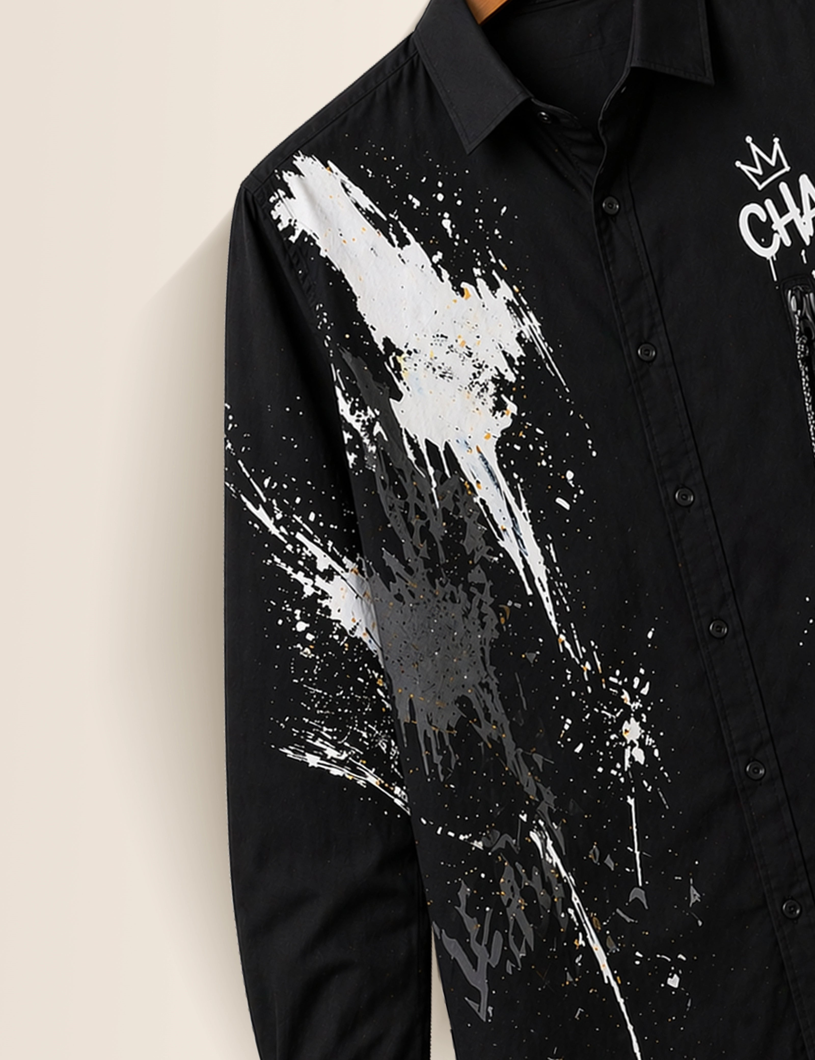 Black Chaos Street Style Men’s Premium Full-Sleeve Shirt - XPST