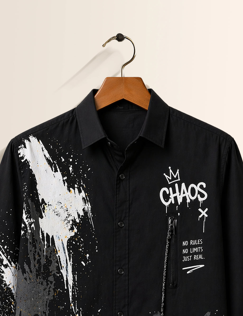 Black Chaos Street Style Men’s Premium Full-Sleeve Shirt - XPST