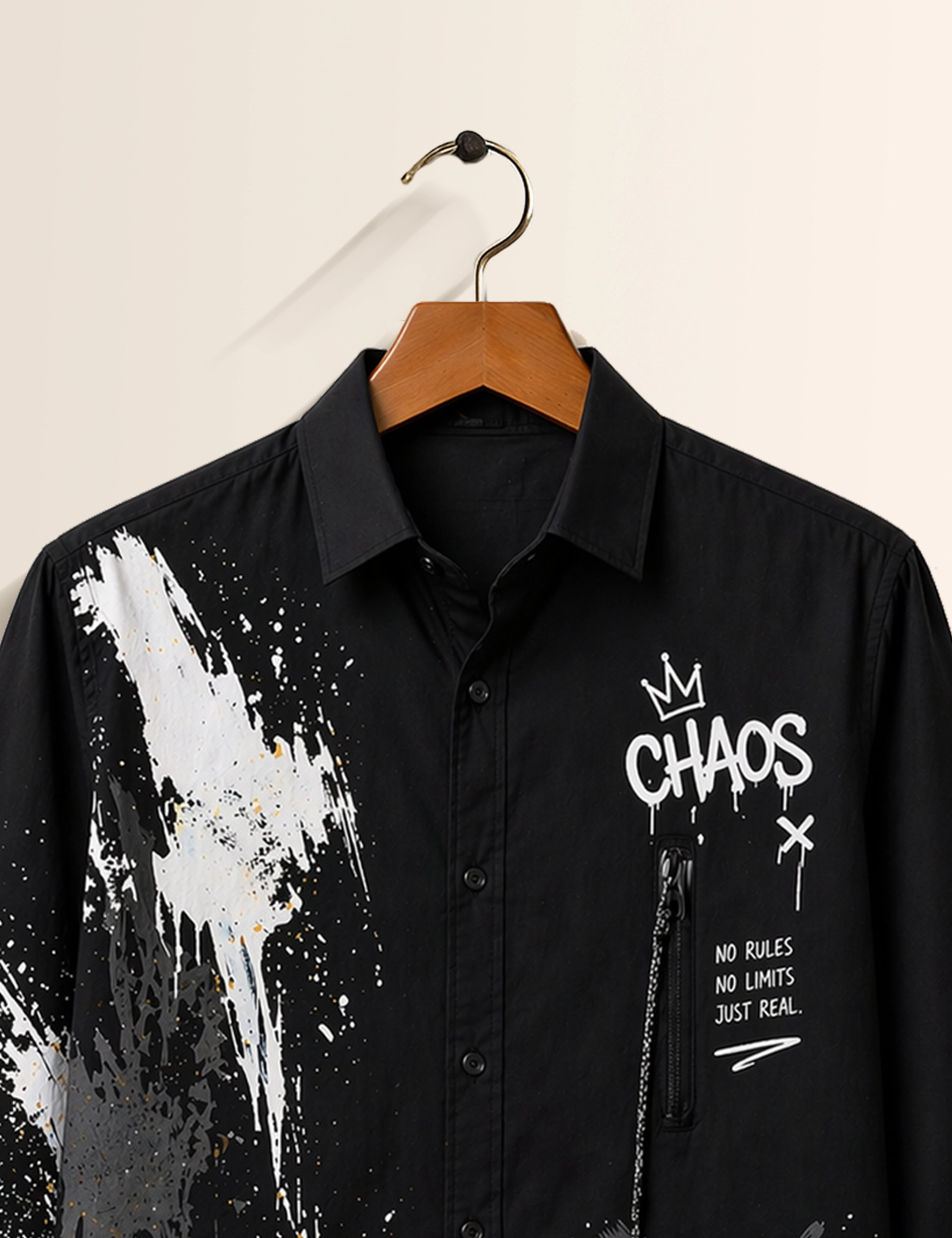 Black Chaos Street Style Men’s Premium Full-Sleeve Shirt - XPST