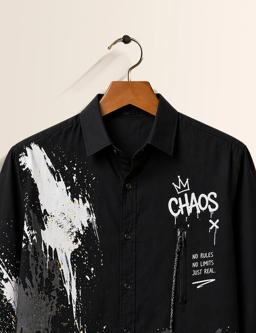 Black Chaos Street Style Men’s Premium Full-Sleeve Shirt - XPST