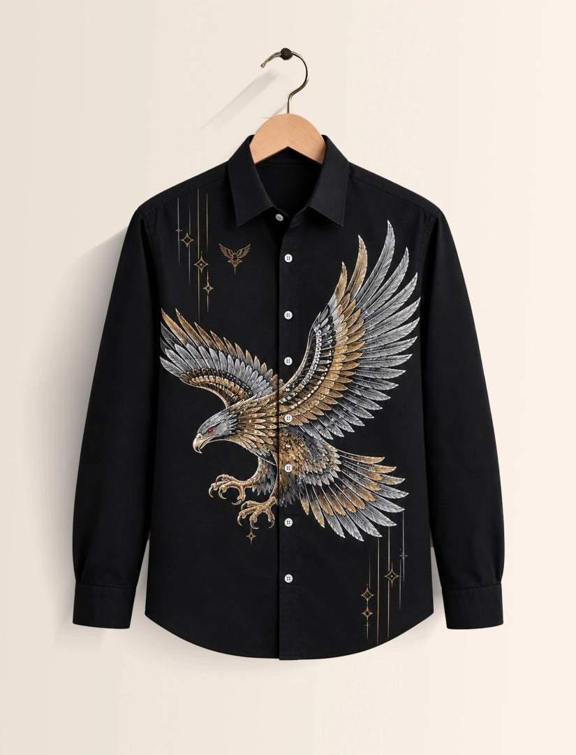 Black Eagle Street Style Men’s Premium Full-Sleeve Shirt - XPST