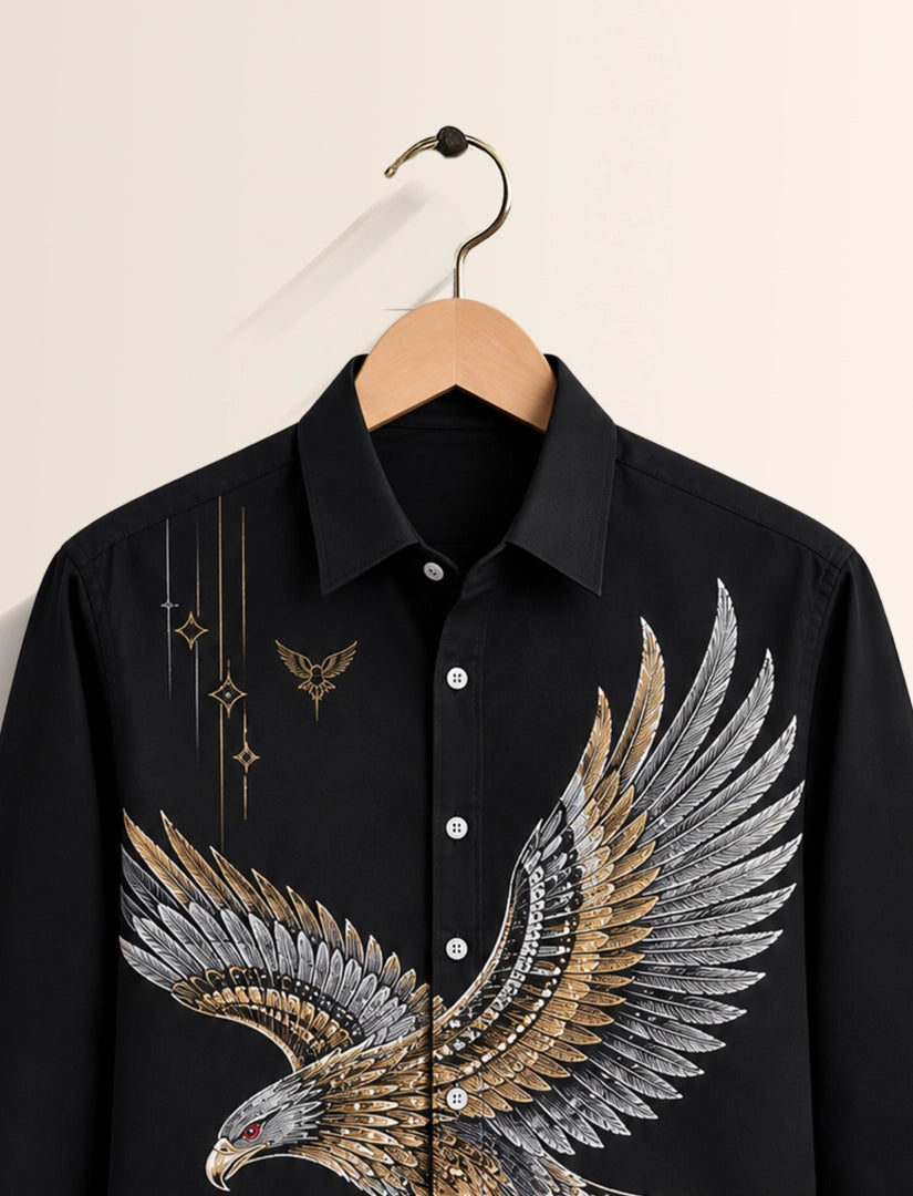 Black Eagle Street Style Men’s Premium Full-Sleeve Shirt - XPST